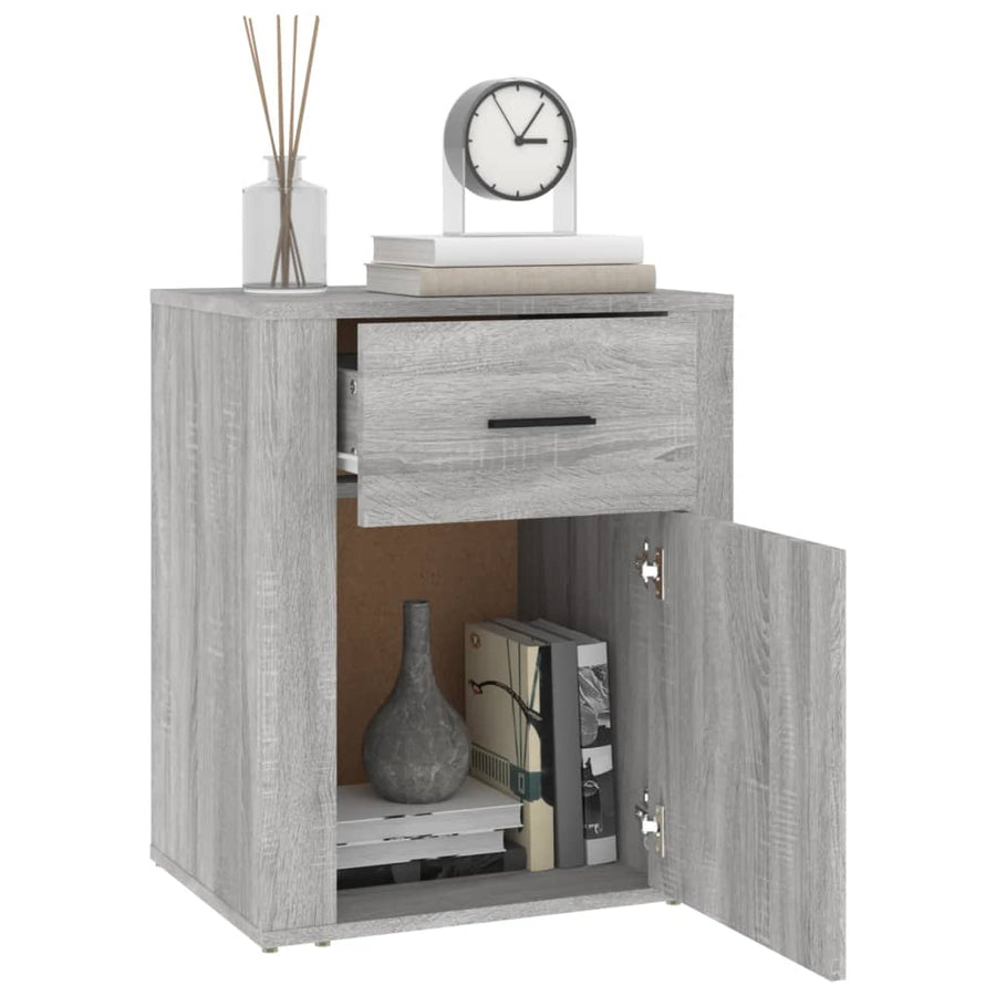 Nachtkastje 50X36X60 Cm Bewerkt Hout Grijs Sonoma Eikenkleurig