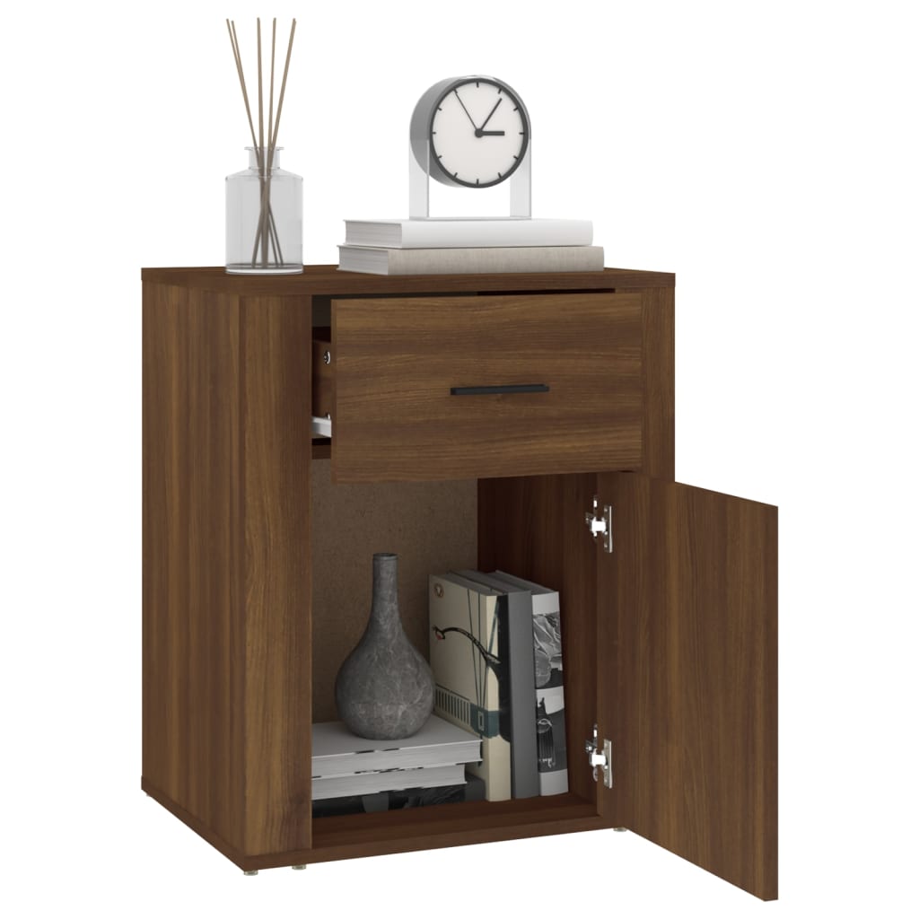 Nachtkastje 50X36X60 Cm Bewerkt Hout Bruin Eikenkleur