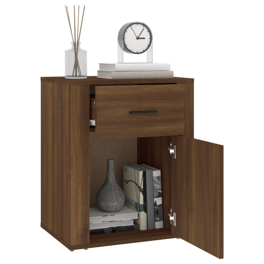 Nachtkastje 50X36X60 Cm Bewerkt Hout Bruin Eikenkleur