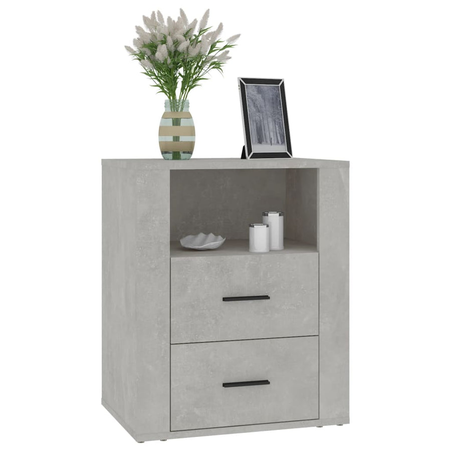 Nachtkastje 50X36X60 Cm Bewerkt Hout Betongrijs