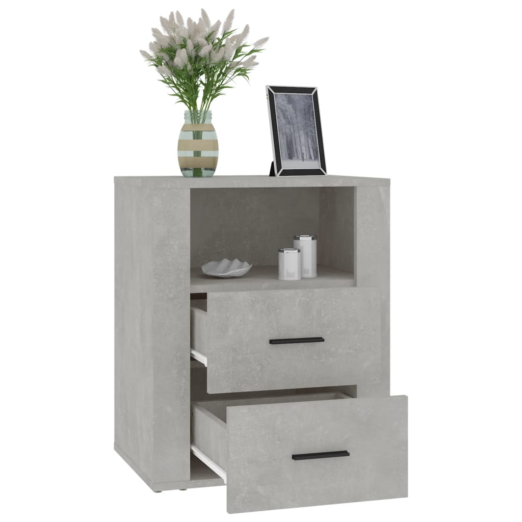 Nachtkastje 50X36X60 Cm Bewerkt Hout Betongrijs