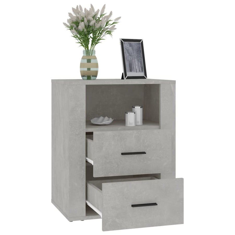 Nachtkastje 50X36X60 Cm Bewerkt Hout Betongrijs