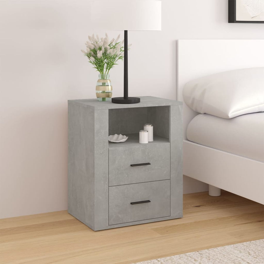 Nachtkastje 50X36X60 Cm Bewerkt Hout Betongrijs