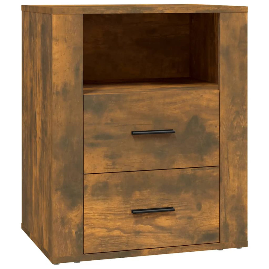 Nachtkastje 50X36X60 Cm Bewerkt Hout Gerookt Eikenkleurig
