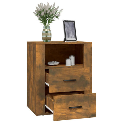 Nachtkastje 50X36X60 Cm Bewerkt Hout Gerookt Eikenkleurig