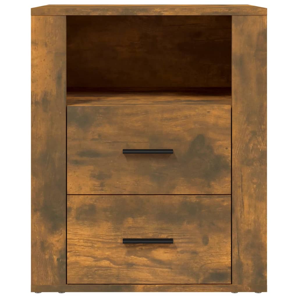 Nachtkastje 50X36X60 Cm Bewerkt Hout Gerookt Eikenkleurig