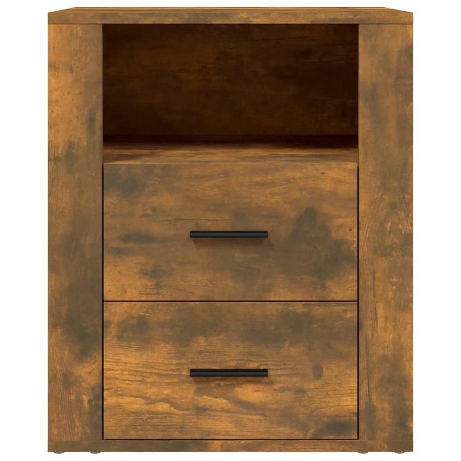 Nachtkastje 50X36X60 Cm Bewerkt Hout Gerookt Eikenkleurig