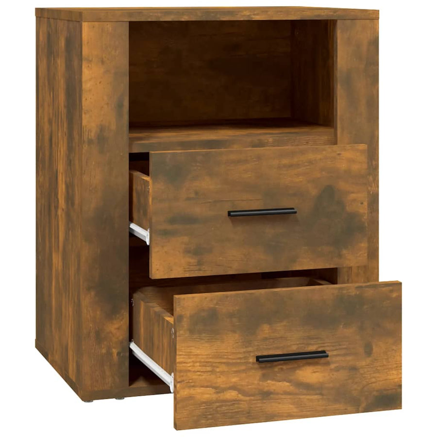 Nachtkastje 50X36X60 Cm Bewerkt Hout Gerookt Eikenkleurig