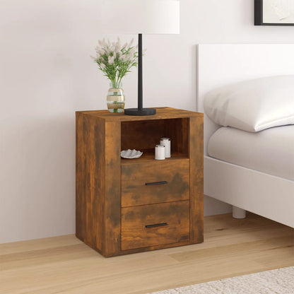 Nachtkastje 50X36X60 Cm Bewerkt Hout Gerookt Eikenkleurig