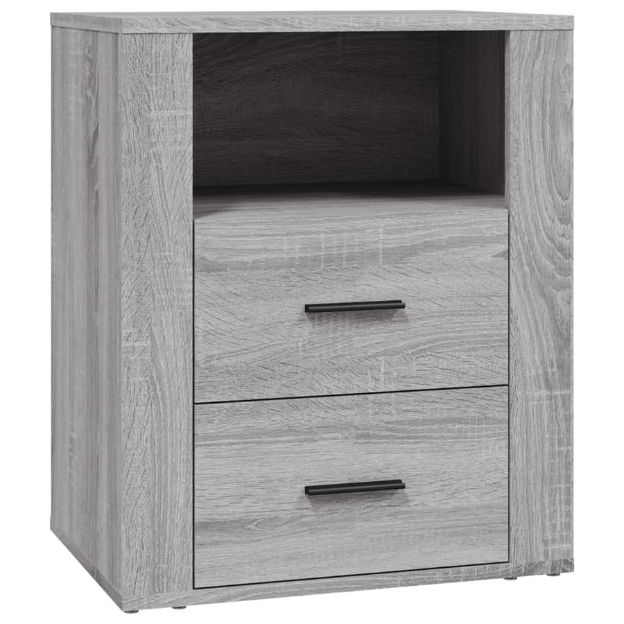 Nachtkastje 50X36X60 Cm Bewerkt Hout Eikenkleurig Grijs sonoma