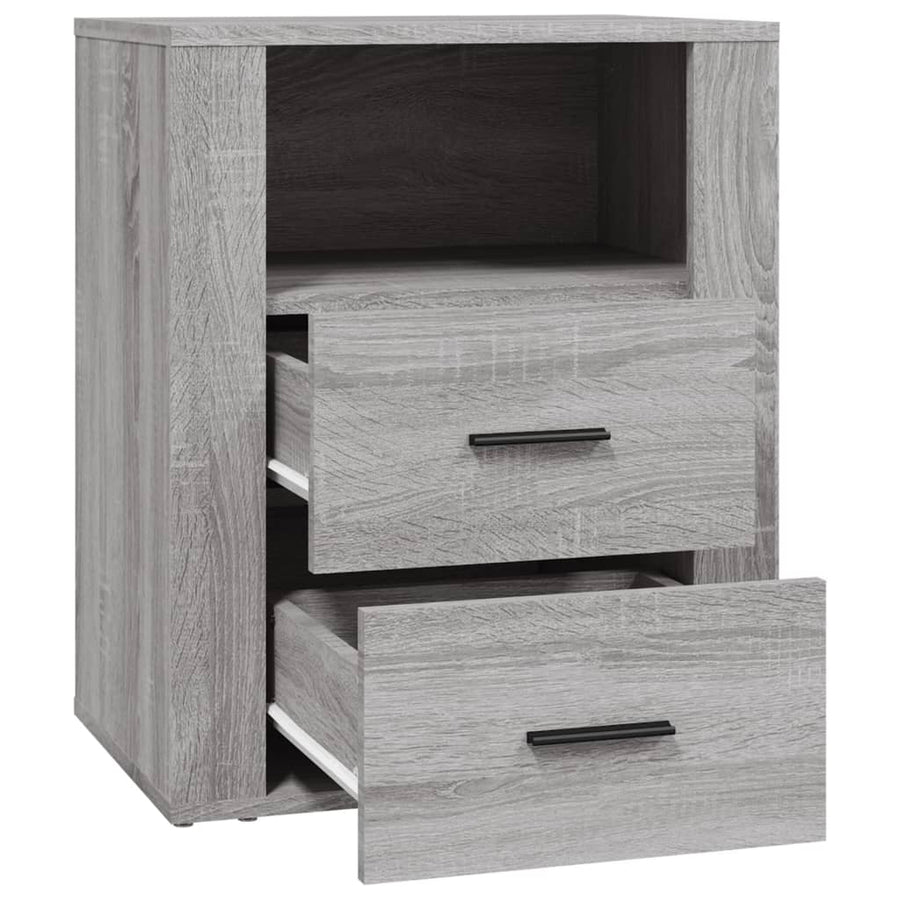 Nachtkastje 50X36X60 Cm Bewerkt Hout Eikenkleurig Grijs sonoma