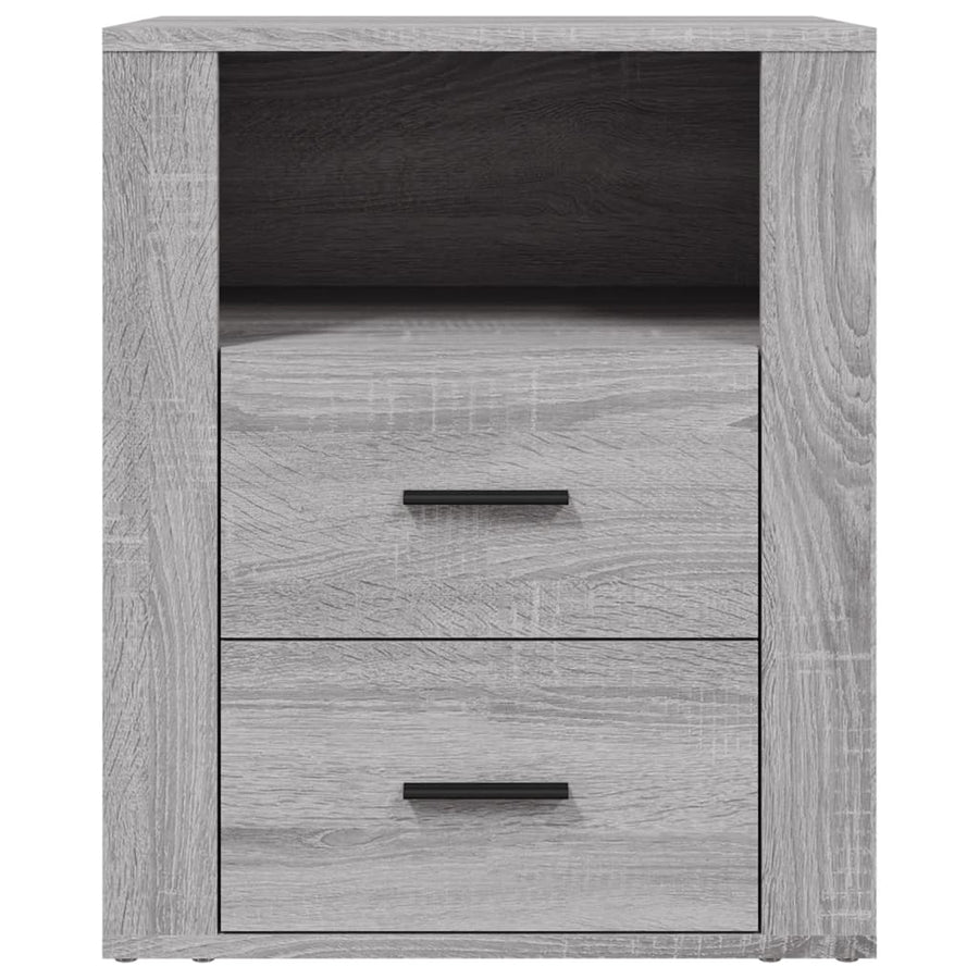 Nachtkastje 50X36X60 Cm Bewerkt Hout Eikenkleurig Grijs sonoma