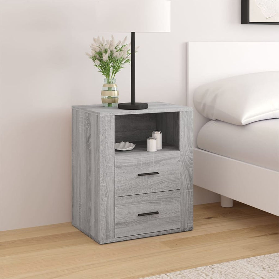 Nachtkastje 50X36X60 Cm Bewerkt Hout Eikenkleurig Grijs sonoma