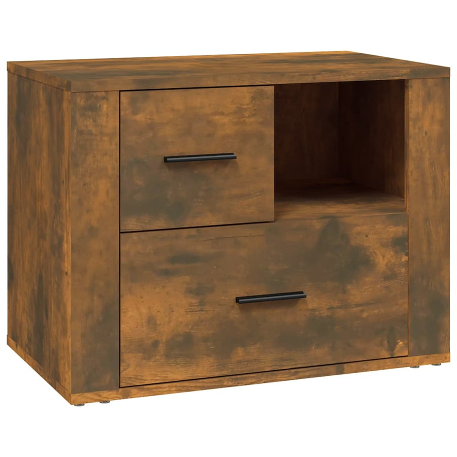 Nachtkastje 60X36X45 Cm Bewerkt Hout Gerookt Eikenkleurig