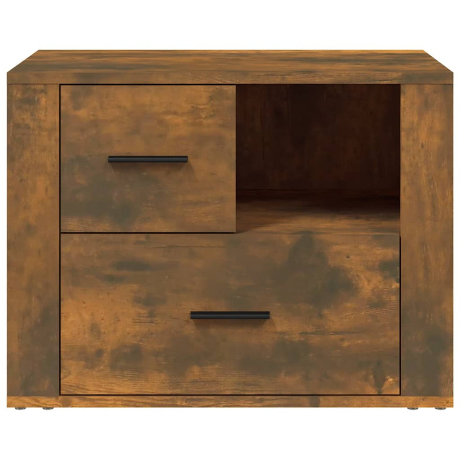 Nachtkastje 60X36X45 Cm Bewerkt Hout Gerookt Eikenkleurig