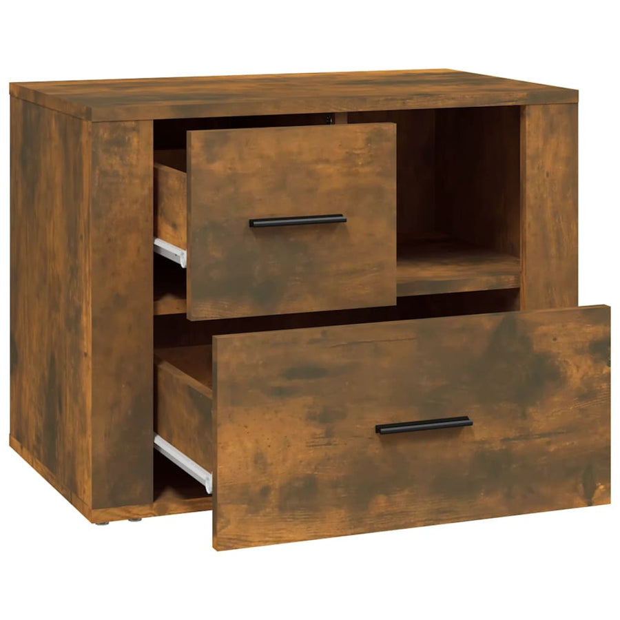 Nachtkastje 60X36X45 Cm Bewerkt Hout Gerookt Eikenkleurig