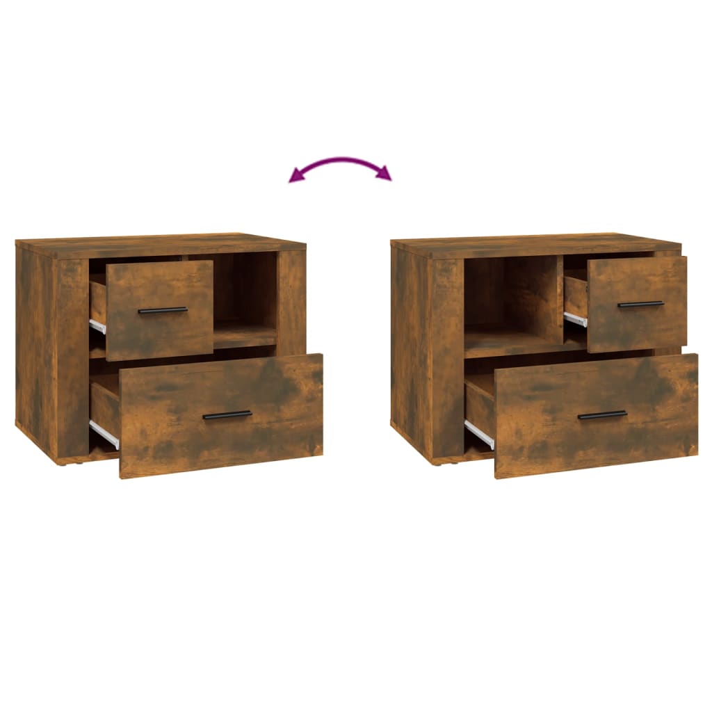 Nachtkastje 60X36X45 Cm Bewerkt Hout Gerookt Eikenkleurig
