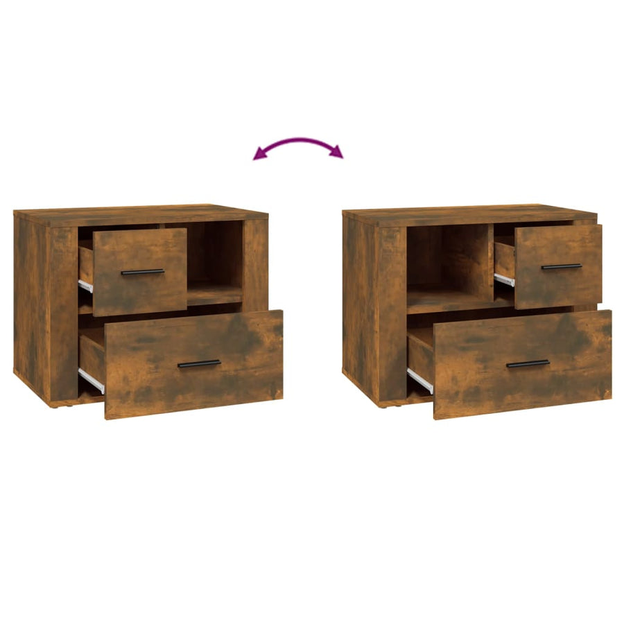 Nachtkastje 60X36X45 Cm Bewerkt Hout Gerookt Eikenkleurig