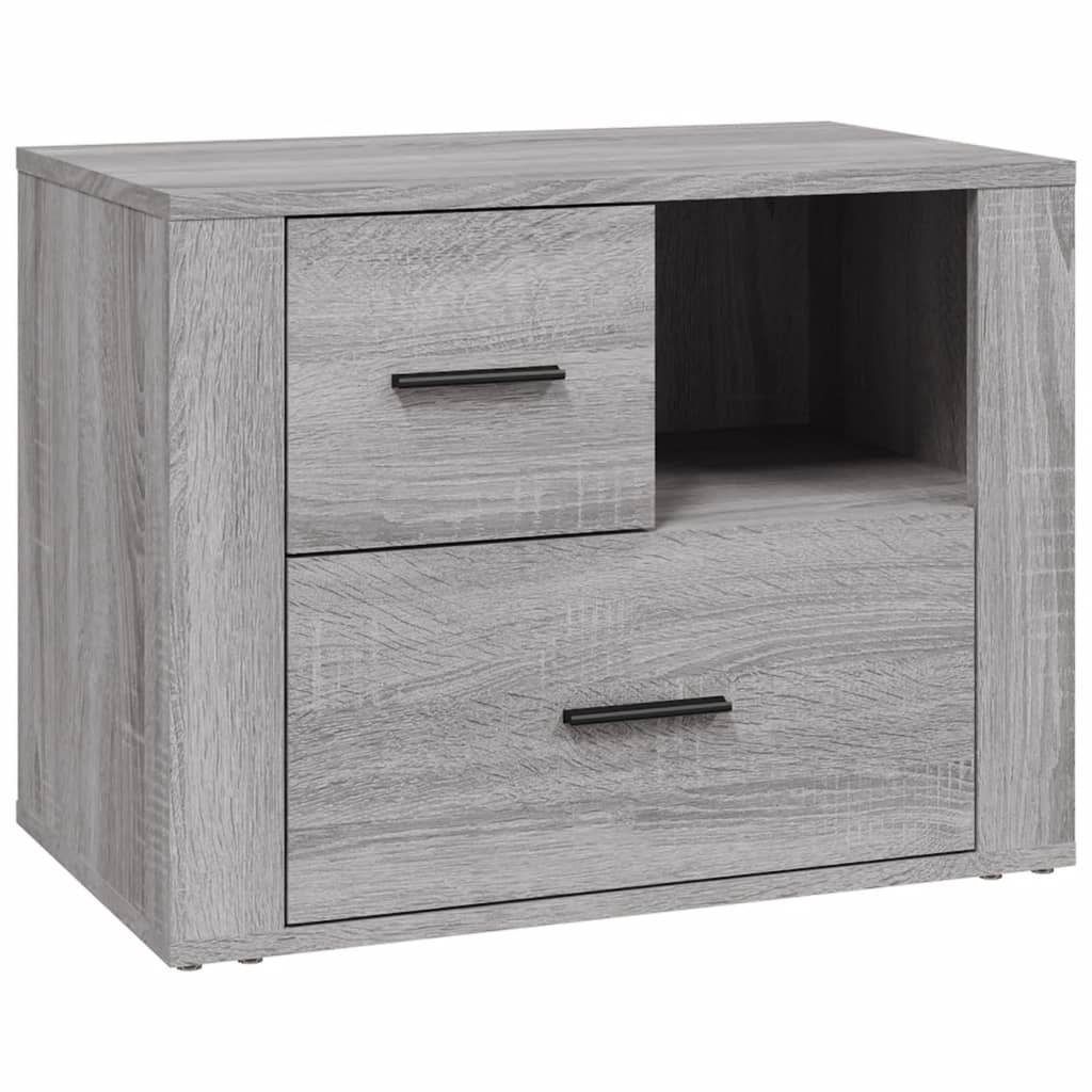 Nachtkastje 60x36x45 cm bewerkt hout grijs sonoma eikenkleurig