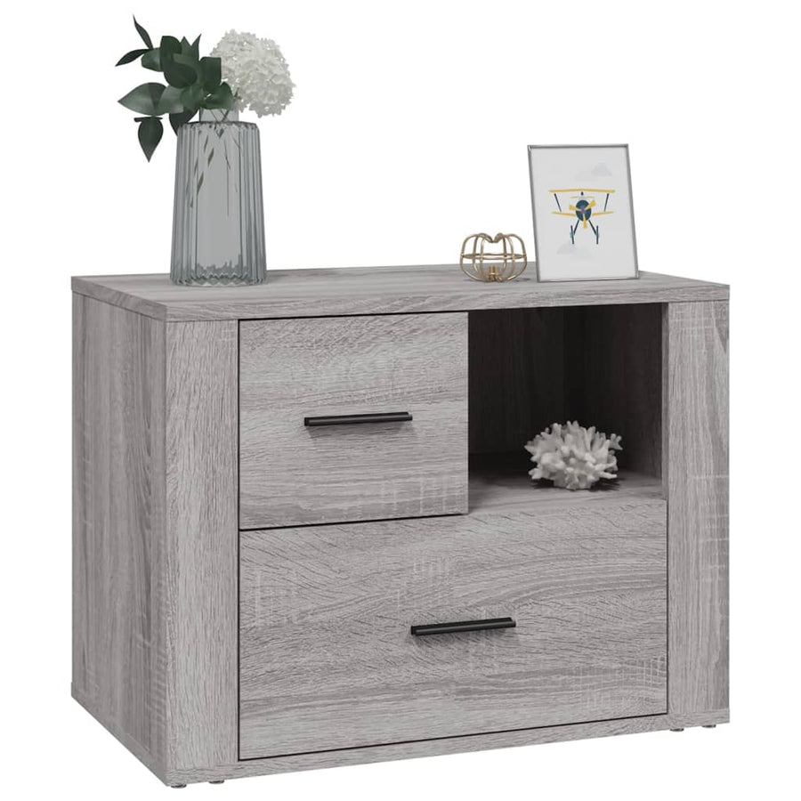 Nachtkastje 60x36x45 cm bewerkt hout grijs sonoma eikenkleurig