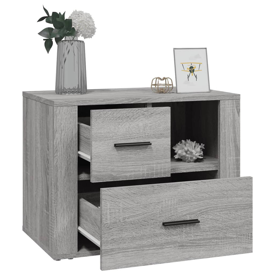 Nachtkastje 60x36x45 cm bewerkt hout grijs sonoma eikenkleurig
