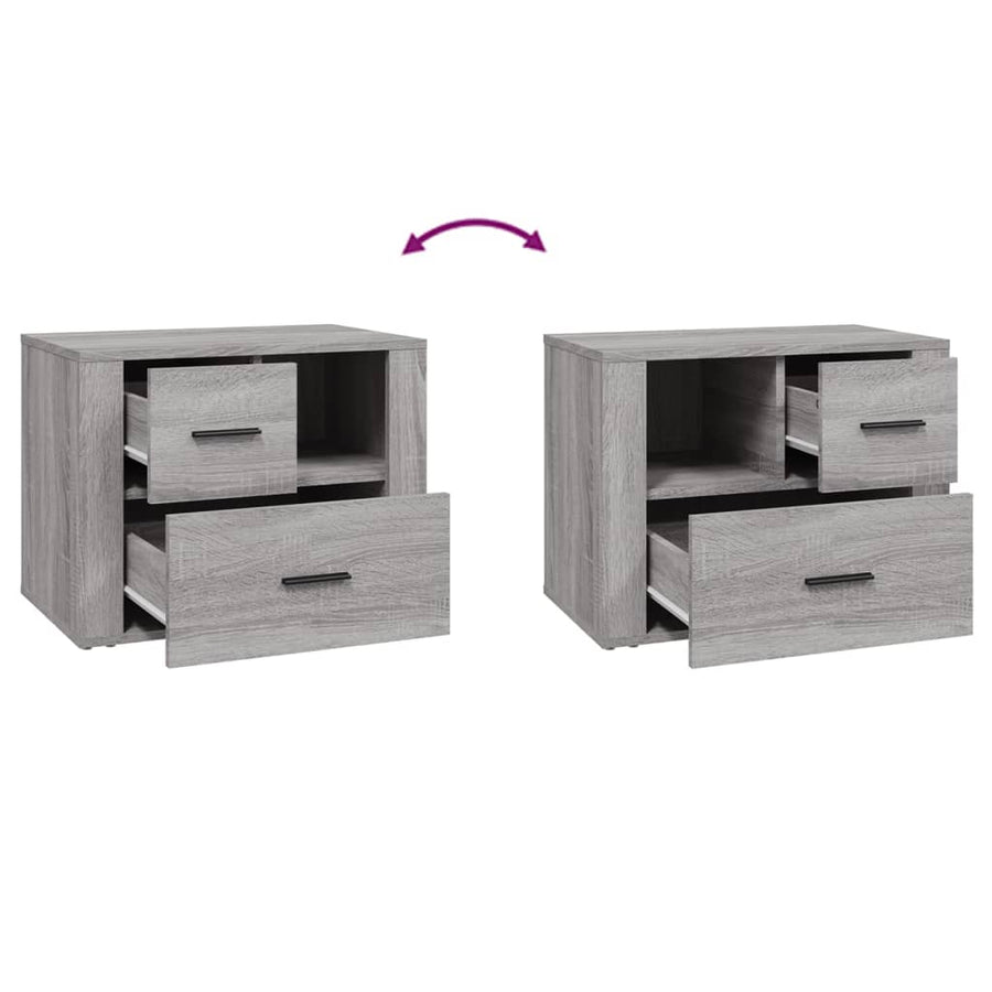 Nachtkastje 60x36x45 cm bewerkt hout grijs sonoma eikenkleurig