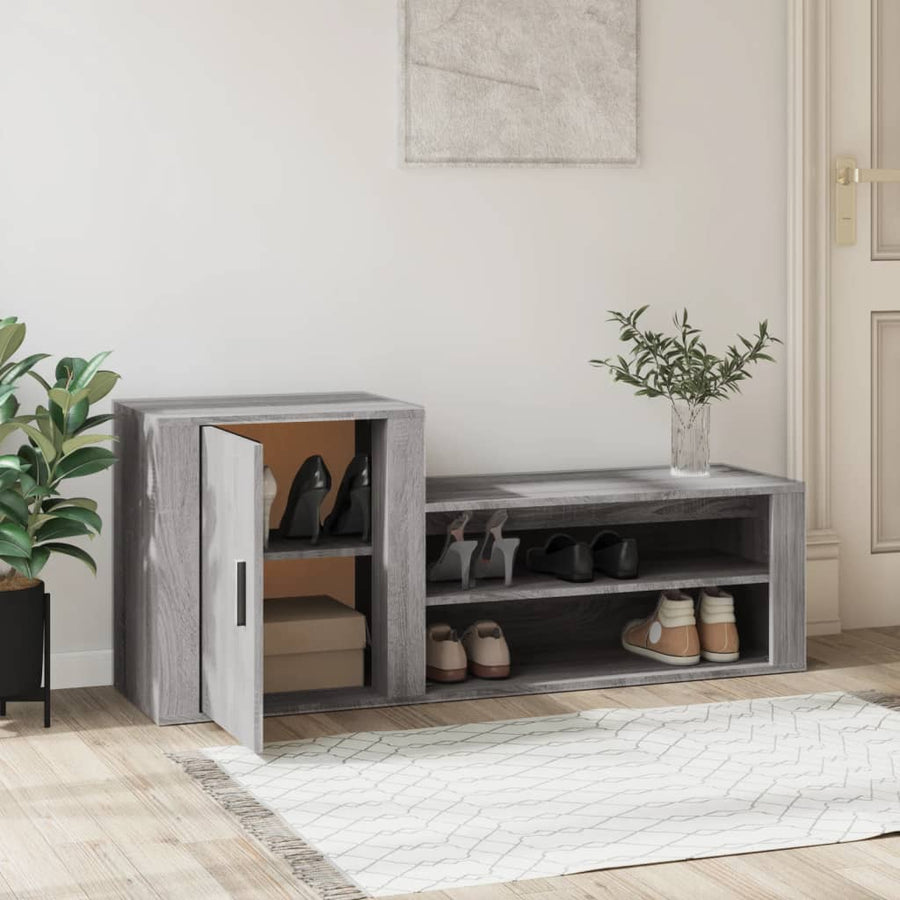 Schoenenkast 130X35X54 Cm Bewerkt Hout Grijs Sonoma