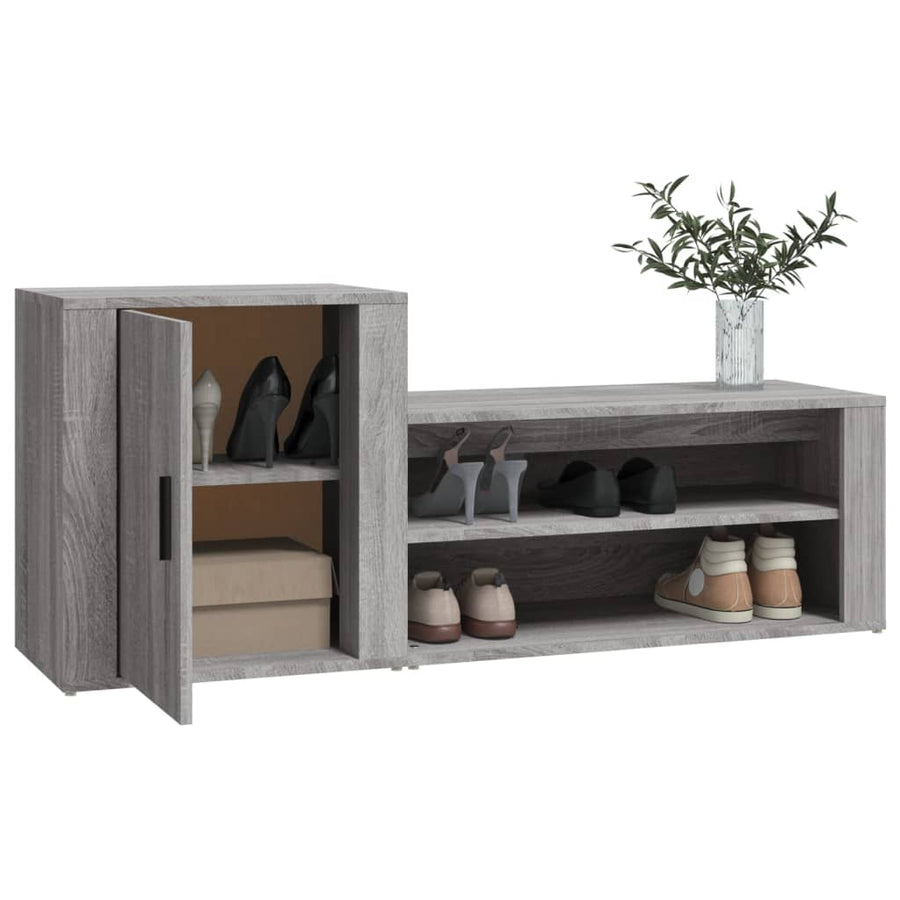 Schoenenkast 130X35X54 Cm Bewerkt Hout Grijs Sonoma