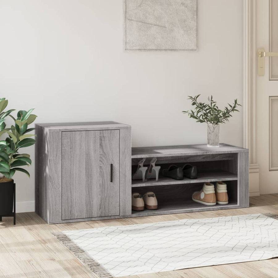 Schoenenkast 130X35X54 Cm Bewerkt Hout Grijs Sonoma