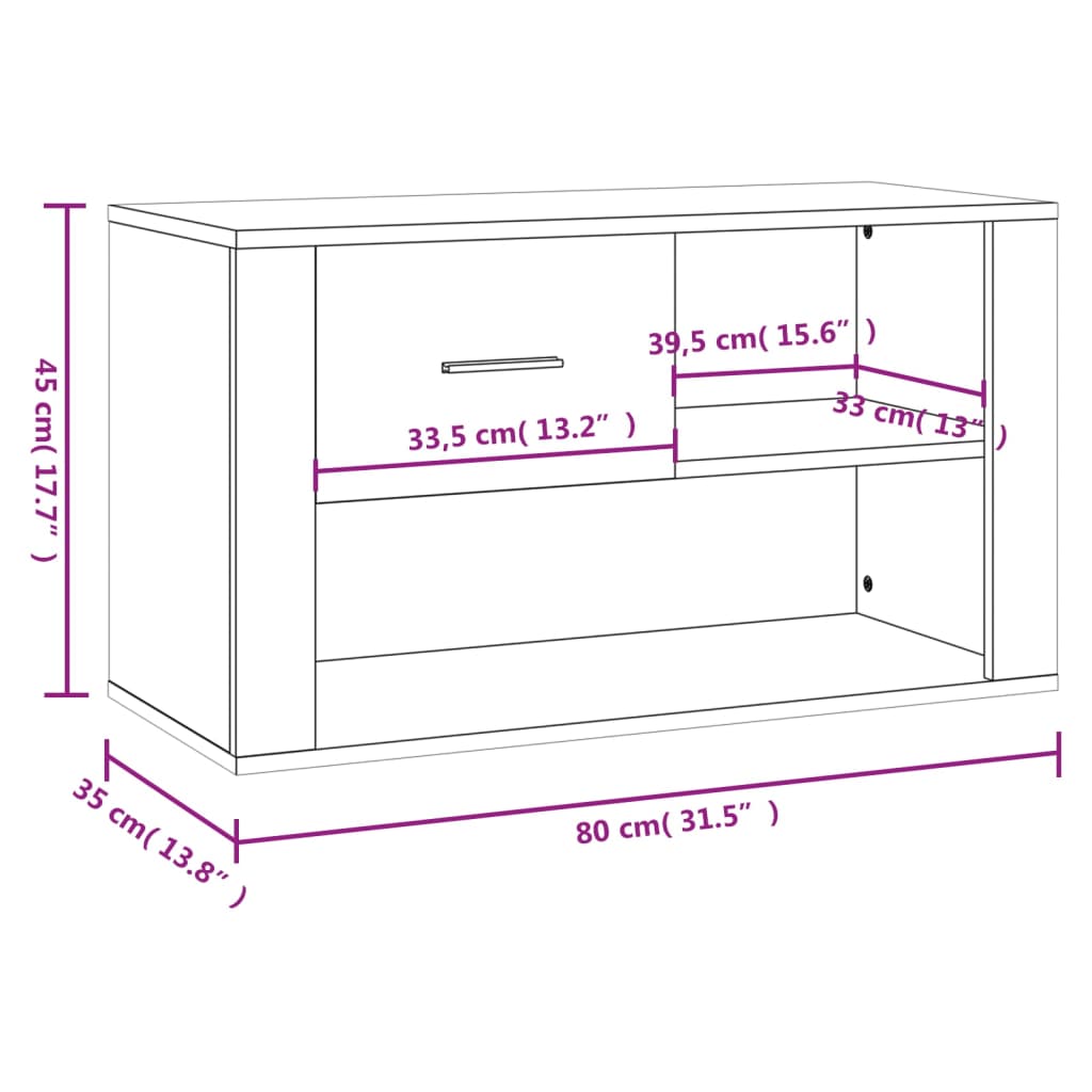 Schoenenkast 80X35X45 Cm Bewerkt Hout Zwart