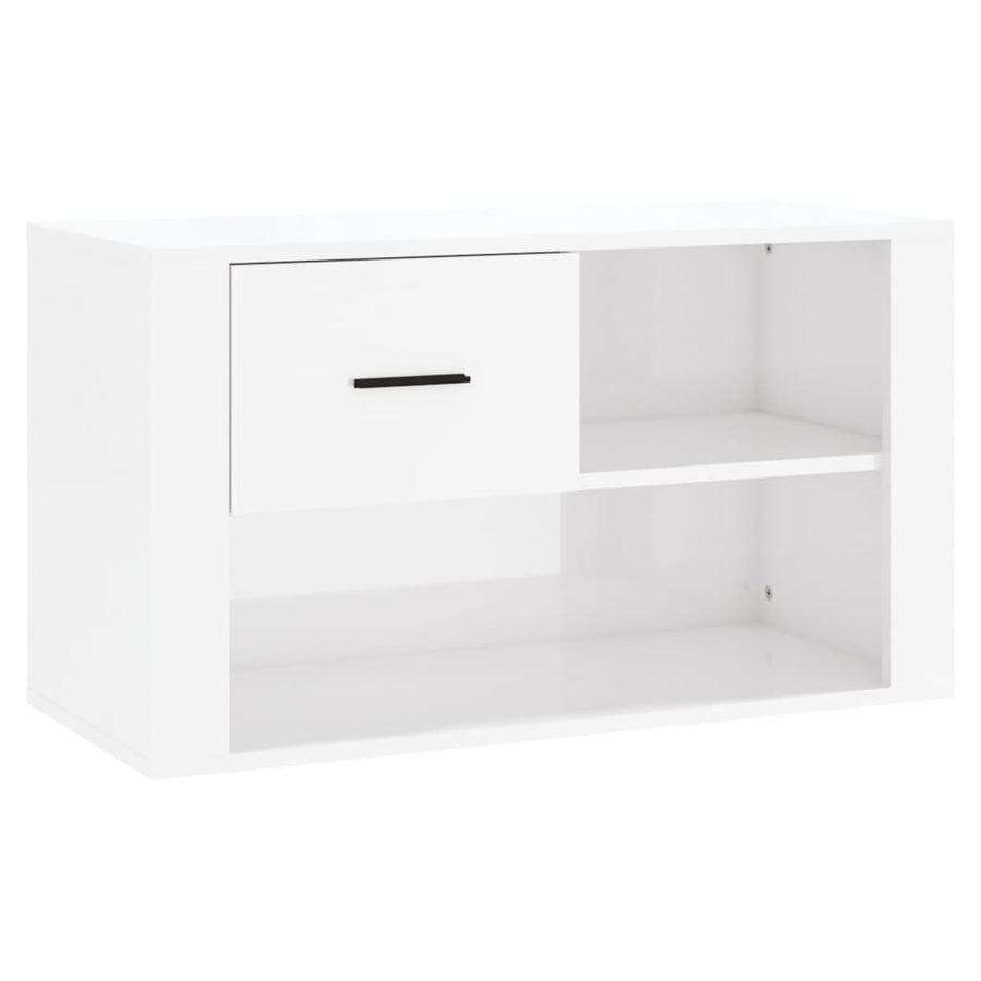 Schoenenkast 80X35X45 Cm Bewerkt Hout Hoogglans Wit