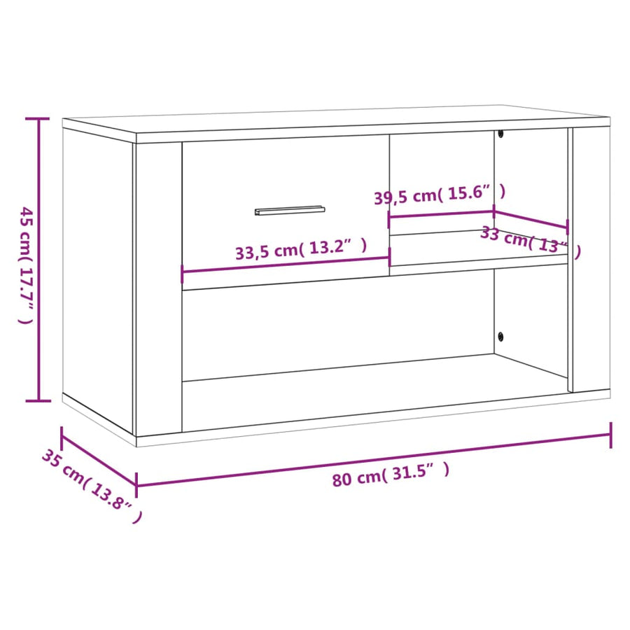Schoenenkast 80X35X45 Cm Bewerkt Hout Hoogglans Wit