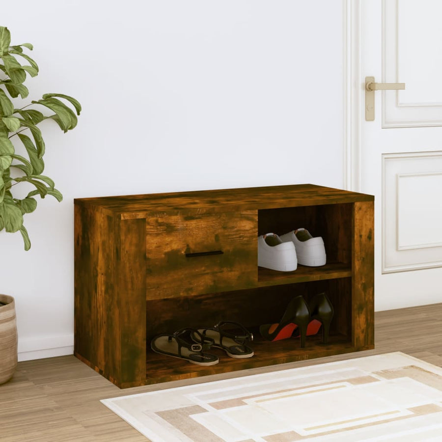 Schoenenkast 80X35X45 Cm Bewerkt Hout Kleurig Gerookt eiken