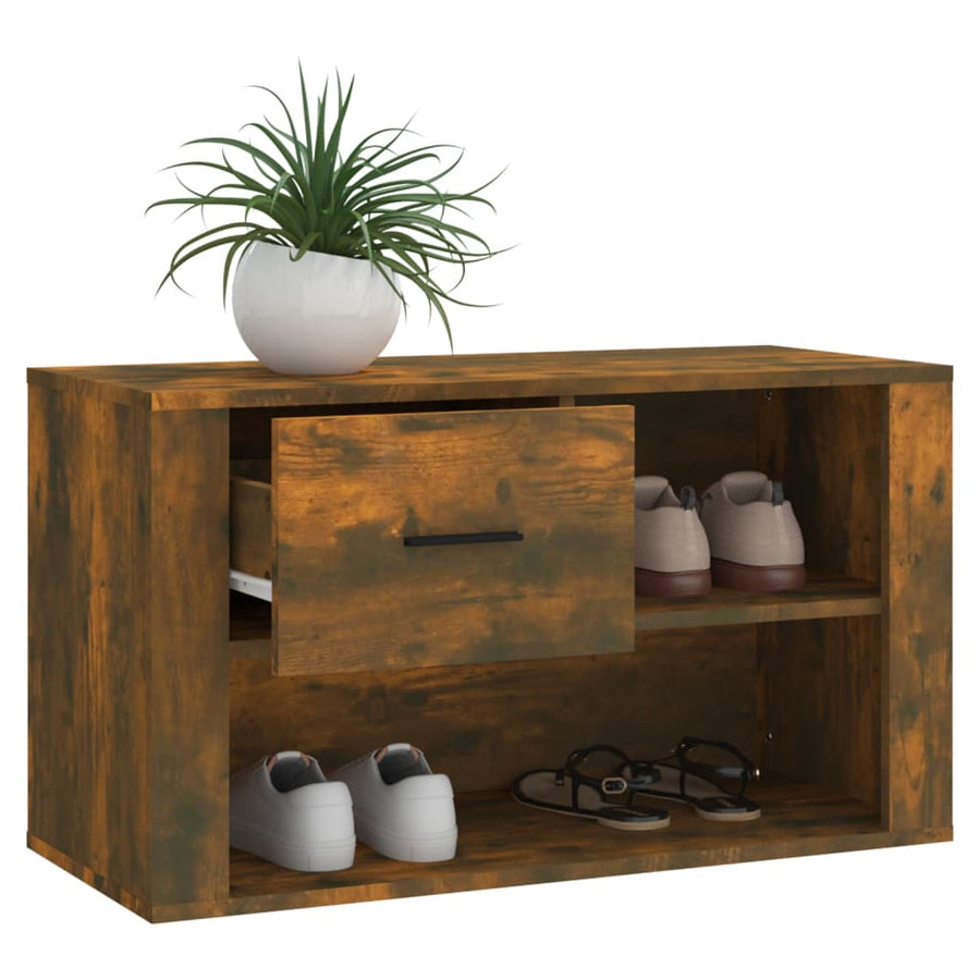 Schoenenkast 80X35X45 Cm Bewerkt Hout Kleurig Gerookt eiken