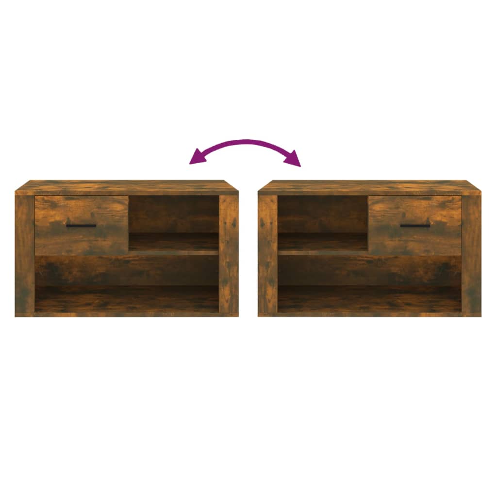 Schoenenkast 80X35X45 Cm Bewerkt Hout Kleurig Gerookt eiken