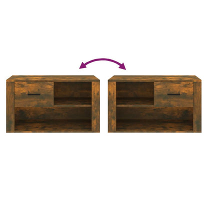 Schoenenkast 80X35X45 Cm Bewerkt Hout Kleurig Gerookt eiken