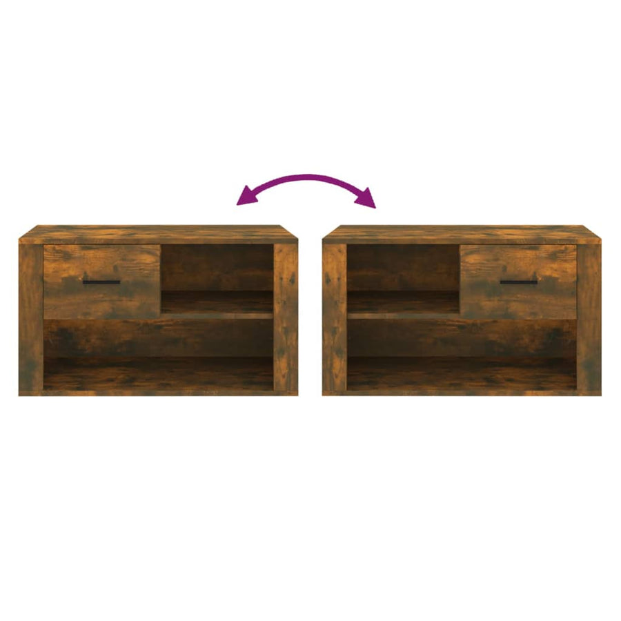 Schoenenkast 80X35X45 Cm Bewerkt Hout Kleurig Gerookt eiken