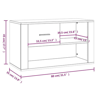 Schoenenkast 80X35X45 Cm Bewerkt Hout Kleurig Gerookt eiken