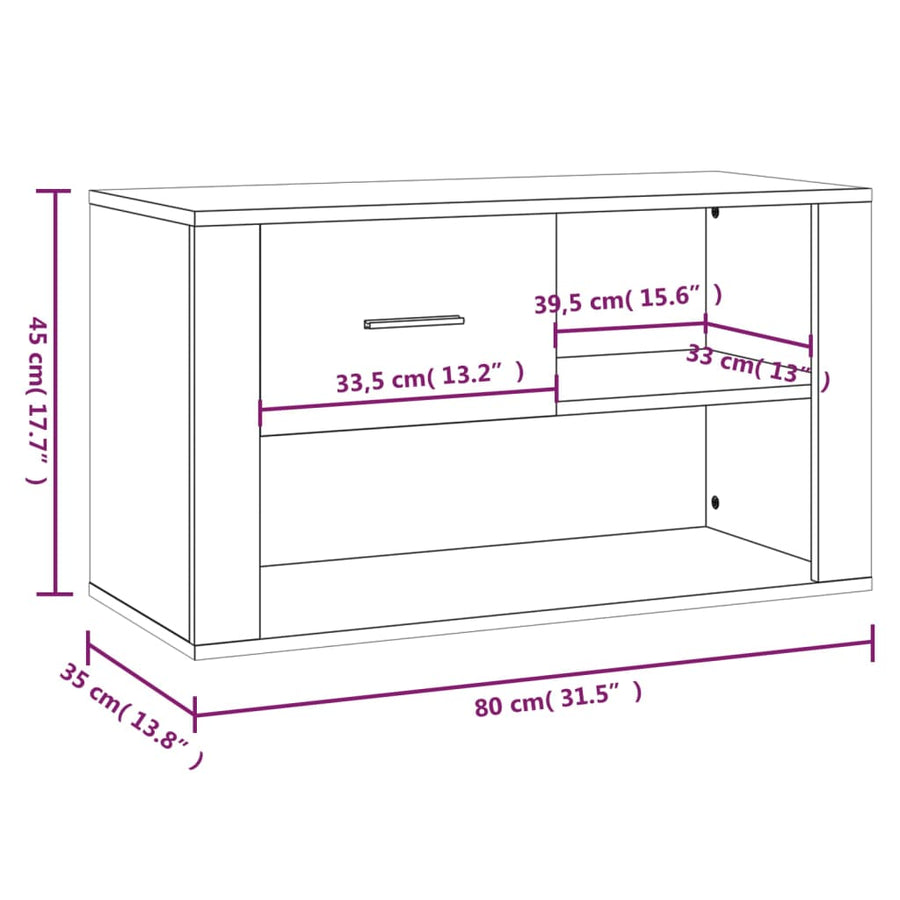 Schoenenkast 80X35X45 Cm Bewerkt Hout Kleurig Gerookt eiken