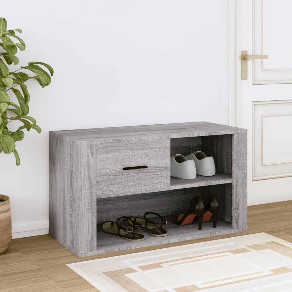 Schoenenkast 80X35X45 Cm Bewerkt Hout Grijs sonoma