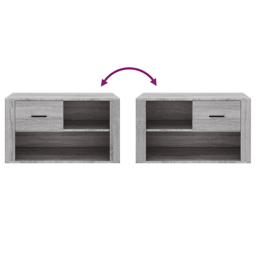 Schoenenkast 80X35X45 Cm Bewerkt Hout Grijs sonoma