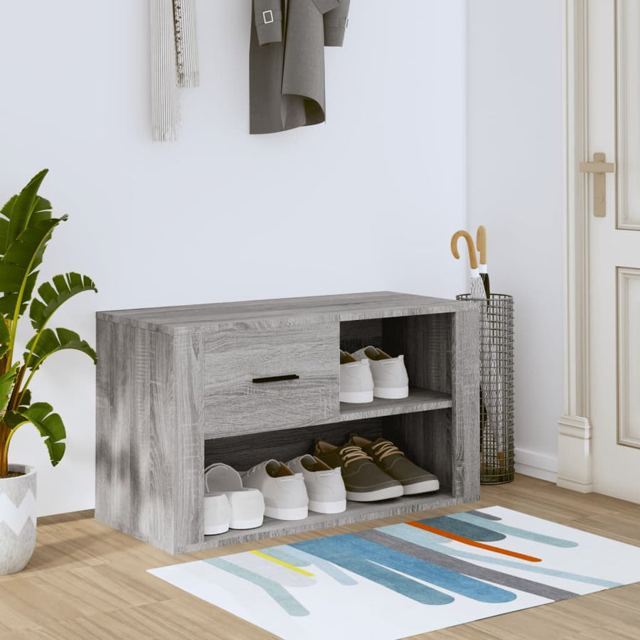 Schoenenkast 80X35X45 Cm Bewerkt Hout Grijs sonoma
