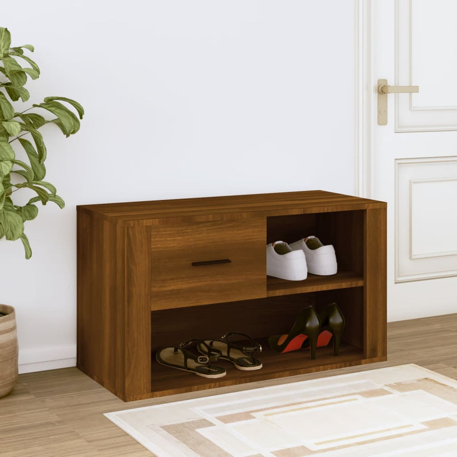 Schoenenkast 80X35X45 Cm Bewerkt Hout Bruin Eikenkleur