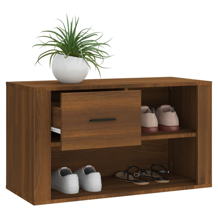 Schoenenkast 80X35X45 Cm Bewerkt Hout Bruin Eikenkleur