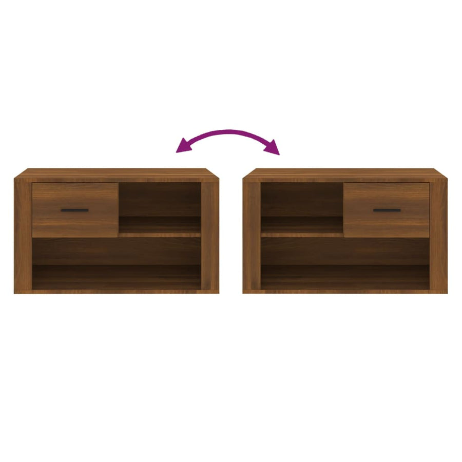 Schoenenkast 80X35X45 Cm Bewerkt Hout Bruin Eikenkleur