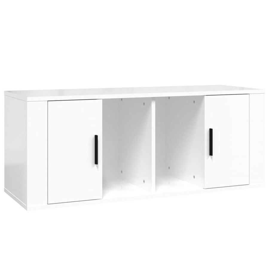 Tv-Meubel 00X35X40 Cm Bewerkt Hout Hoogglans wit