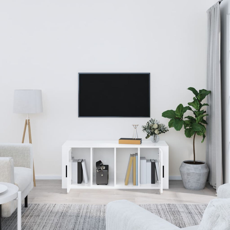 Tv-Meubel 00X35X40 Cm Bewerkt Hout Hoogglans wit