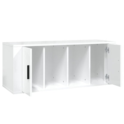 Tv-Meubel 00X35X40 Cm Bewerkt Hout Hoogglans wit