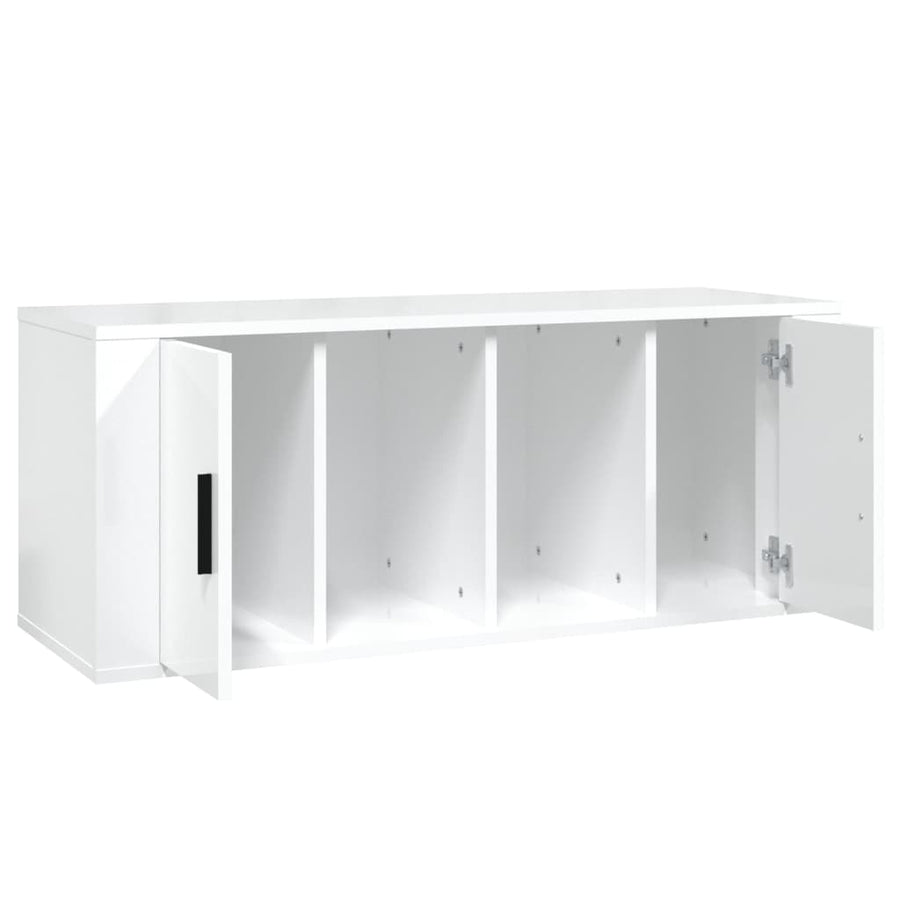 Tv-Meubel 00X35X40 Cm Bewerkt Hout Hoogglans wit