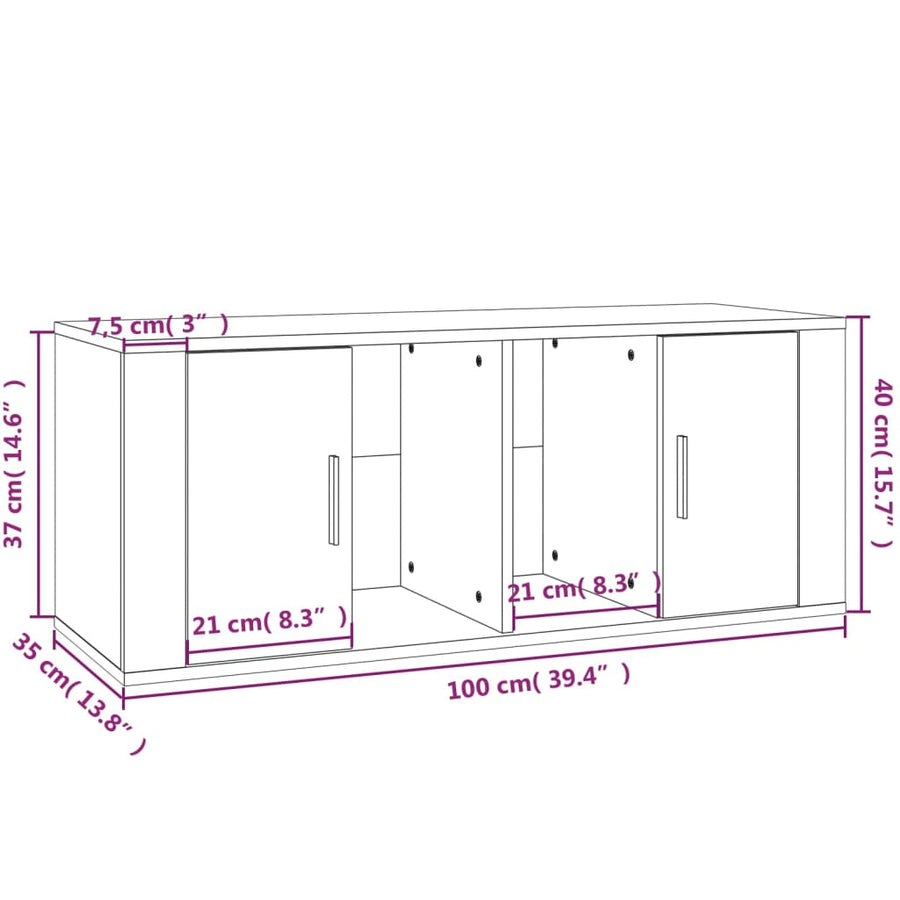 Tv-Meubel 00X35X40 Cm Bewerkt Hout Betongrijs